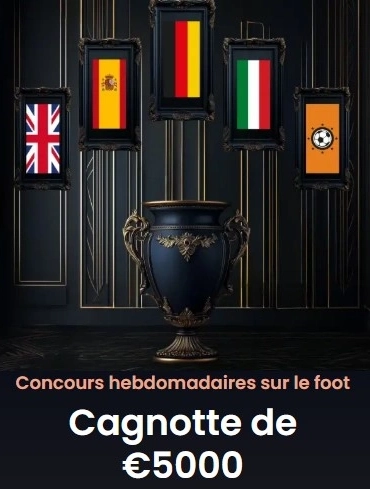 Concours foot hebdomadaire chez GreatSpin – cagnotte de 500 euros à gagner